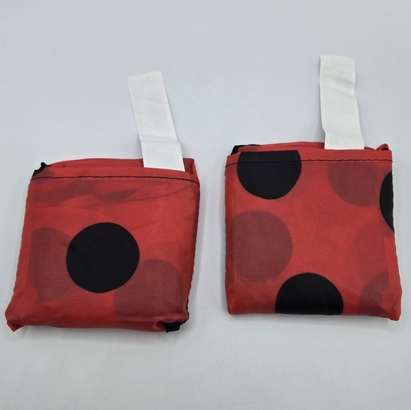 Ikea Skynke shopping tote bag Red Black Polka dot 2 Pack - Picture 7 of 9